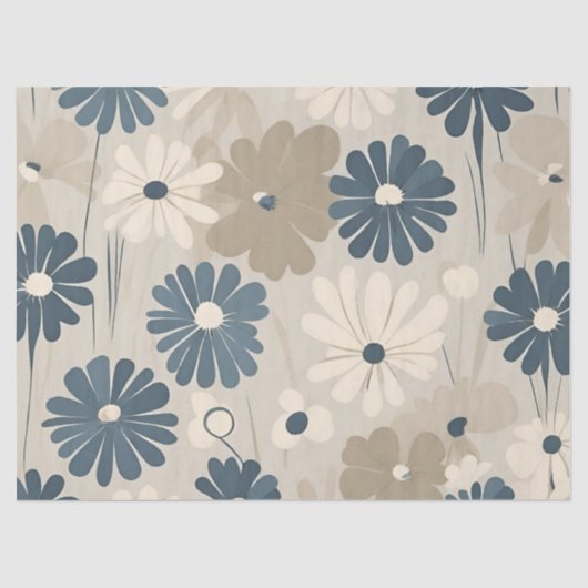 Lichtblauw Moderne Groovy Daisy Bloemen Tissuepapier (Voorkant)