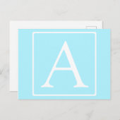 Lichtblauw monogram briefkaart (Voorkant / Achterkant)