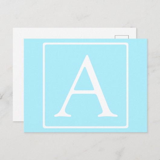 Lichtblauw monogram briefkaart (Voorkant / Achterkant)