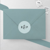 Lichtblauw Monogram Bruiloft Ronde Sticker