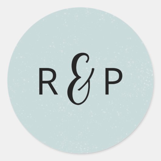 Lichtblauw Monogram Bruiloft Ronde Sticker (Voorkant)