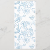  Lichtblauw Monogram Crest Bloemen Bruiloft Menu (Achterkant)