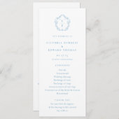Lichtblauw Monogram Crest Trouwprogramma Programmakaart (Voorkant / Achterkant)