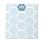 Lichtblauw Monogram Hexagon Honing Kam Patroon Notitieblok (Voorkant)