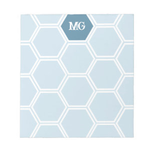 Lichtblauw Monogram Hexagon Honing Kam Patroon Notitieblok