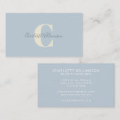 Lichtblauw monogram met overlay voor scriptnaam visitekaartje (Voorkant / Achterkant)