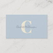 Lichtblauw monogram met overlay voor scriptnaam visitekaartje (Voorkant)