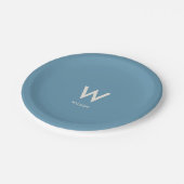 Lichtblauw Monogram Persoonlijk Feest Papieren Bordje (Gekanteld)