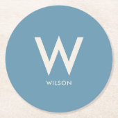 Lichtblauw Monogram Persoonlijk Feest Ronde Kartonnen Onderzetter (Voorkant)