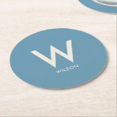 Lichtblauw monogram persoonlijke feestje ronde kartonnen onderzetter (Gebogen)