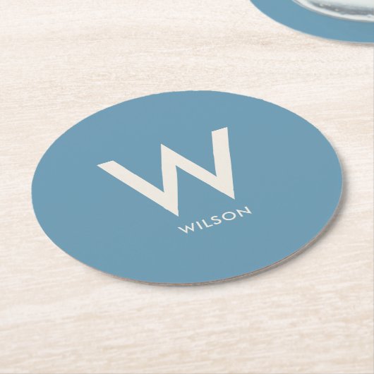 Lichtblauw monogram persoonlijke feestje ronde kartonnen onderzetter (Gebogen)