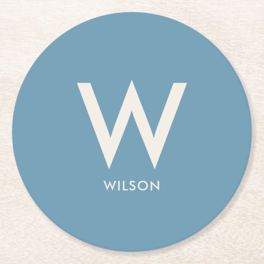 Lichtblauw monogram persoonlijke feestje ronde kartonnen onderzetter (Voorkant)