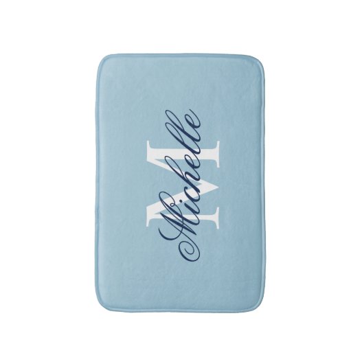 Lichtblauw, monogrammed badmat | decor badkamer (Voorkant Verticaal)