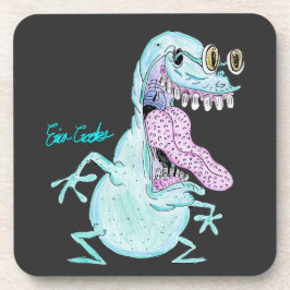 lichtblauw monster alien cartoon bier onderzetter