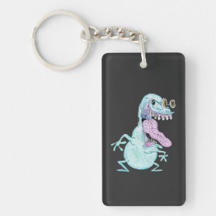 lichtblauw monster alien cartoon sleutelhanger