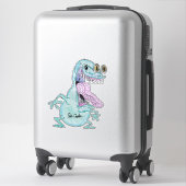 lichtblauw monster alien cartoon sticker (Koffer)