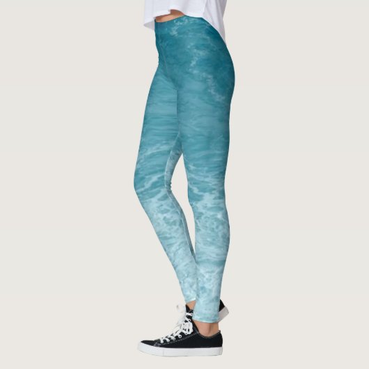 Lichtblauw Muziek Ocean Waves Inspirerend Leggings (Links)