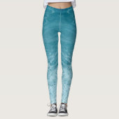Lichtblauw Muziek Ocean Waves Inspirerend Leggings (Voorkant)