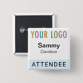 Lichtblauw Naam Deelnemer Badge Event Logo Square Vierkante Button 5,1 Cm
