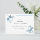 Lichtblauw Natuurlijk Aquarel Bloem Bruiloft Save The Date (Staand voorkant)