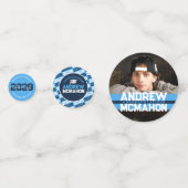 Lichtblauw & Navy Afstuderen foto gepersonaliseerd Confetti (Voorkanten)