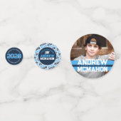 Lichtblauw & Navy Afstuderen foto gepersonaliseerd Confetti (Achterkanten)