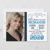 Lichtblauw & Navy Afstuderen Fotouitnodiging Kaart (Voorkant)