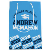 Lichtblauw & Navy Afstuderen Klasse Jaar Medium Cadeauzakje (Voorkant)