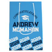 Lichtblauw & Navy Afstuderen Klasse Jaar Medium Cadeauzakje (Achterkant)