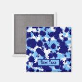 Lichtblauw, Navy en Wit Abstract Magneet (Voorkant / Achterkant)