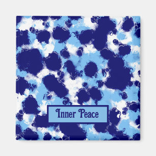 Lichtblauw, Navy en Wit Abstract Magneet