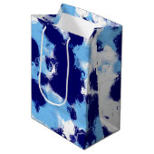 Lichtblauw, Navy en Wit Abstract Medium Cadeauzakje (Voorkant Gekanteld)
