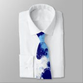 Lichtblauw, Navy en Wit Abstract Stropdas (Gebonden)