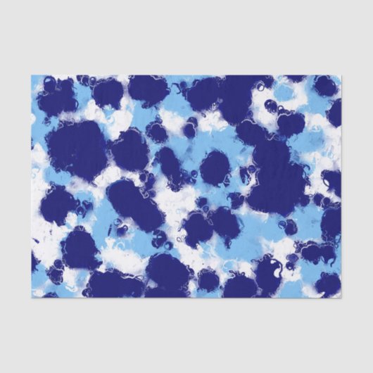 Lichtblauw, Navy en Wit Abstract Tissuepapier (Voorkant)