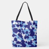 Lichtblauw, Navy en Wit Abstract Tote Bag (Achterkant)