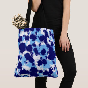 Lichtblauw, Navy en Wit Abstract Tote Bag