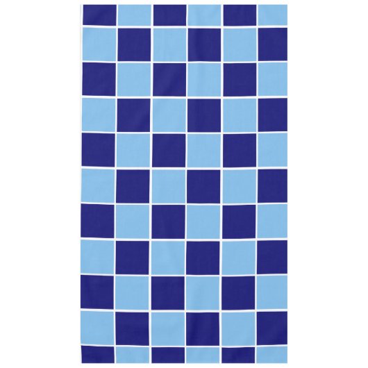 Lichtblauw, Navy en witte vierkanten Tafelkleed (Voorkant)