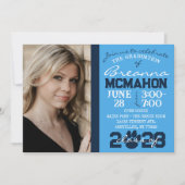 Lichtblauw & Navy Pawprint Afstuderen Foto Kaart (Voorkant)