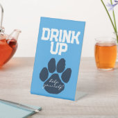 Lichtblauw & Navy Pawprint Drink Tafel Afstuderen Reclamebord Met Voetstuk (Insitu)