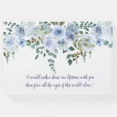 Lichtblauw & Navy Waterverf Bloemenbruiloft Gastenboek (Achterkant)