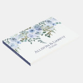 Lichtblauw & Navy Waterverf Bloemenbruiloft Gastenboek (Hoek)