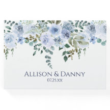 Lichtblauw & Navy Waterverf Bloemenbruiloft