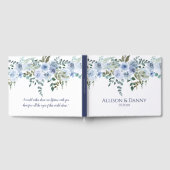 Lichtblauw & Navy Waterverf Bloemenbruiloft Gastenboek (Volledig)
