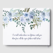 Lichtblauw & Navy Waterverf Bloemenbruiloft Gastenboek (Achterkant)