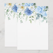 Lichtblauw, Navy, Winter Witte Waterverf Floral T Kaart (Voorkant / Achterkant)