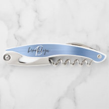 Lichtblauw nep geborsteld metalen monogram schrift