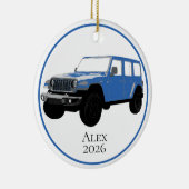 Lichtblauw offroad-hulpprogramma voertuig 7-sleuf keramisch ornament (Rechts)
