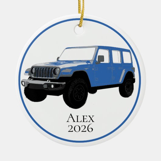 Lichtblauw offroad-hulpprogramma voertuig 7-sleuf keramisch ornament (Voorkant)