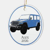 Lichtblauw offroad-hulpprogramma voertuig 7-sleuf keramisch ornament (Links)