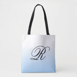 Lichtblauw ombre boven elke kleur met monogram tote bag